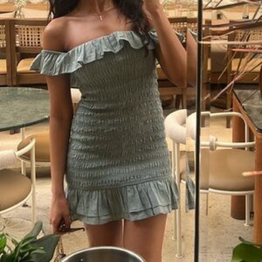 NWT Abercrombie Off-The-Shoulder Smocked Mini Dress